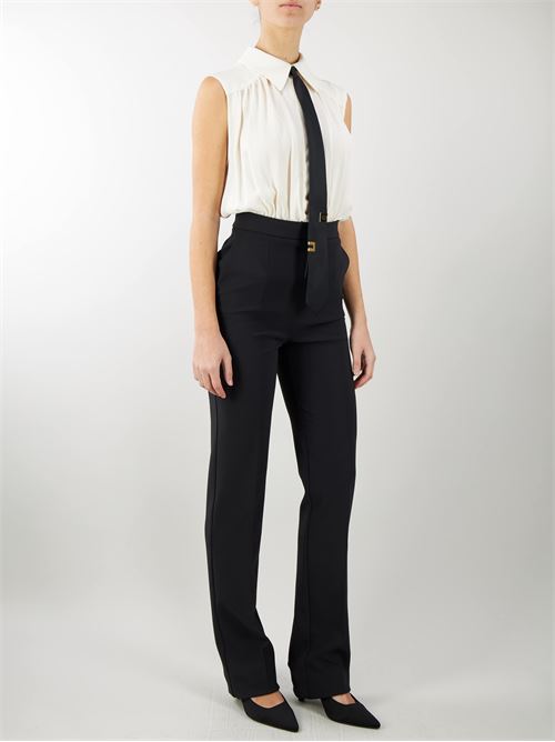 Combined crepe and viscose jumpsuit with tie Elisabetta Franchi ELISABETTA FRANCHI | Jumpsuits | TU00541E2E84